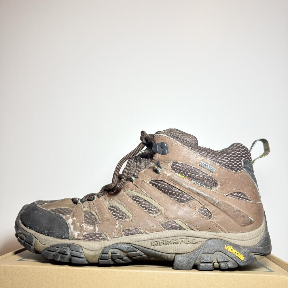 Merrell Moab Mid Waterproof Mens Hiking Boots Size 11.5 Brown Suede Vibram Trail